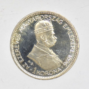 1896  Ferenc József  millennium  ezüst 1 Korona  ( ARTEX UP veret )  -PR105