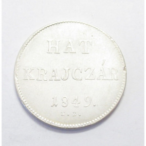 Magyarország, 6 krajcár 1849 NB EF+, 1.91g4375
