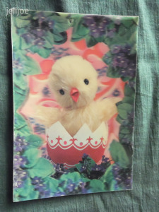 képeslap, dimenziós , ünnep húsvét csirke tojás
