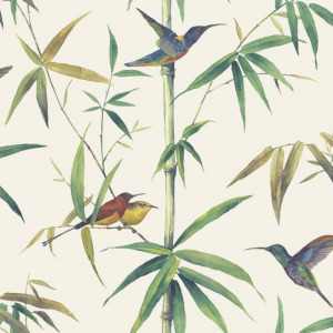 Noordwand ekrü kolibri és bambusz tapéta