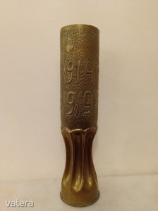 antik nagy réz lövegváza 1. világháború galamb életfa motívummal 1914-1919 löveg váza 4349
