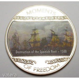 Libéria, 10 dollars 2004 PP - A szabadság pillanatai - A spanyol flotta megsemmisítése - 1588 UNC