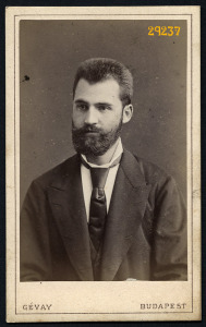 Gévay műterem, Budapest, elegáns szakállas férfi nyakkendőben, portré, 1870-es évek, Eredeti CDV,...