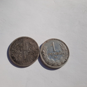 Ferenc József osztrák ezüst 1 korona 1895 + ezüst 1 pengő 1927.