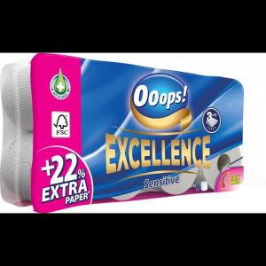 Ooops! Excellence toalettpapír 3 rétegű, 8 tekercses (KTC30081141) (KTC30081141)