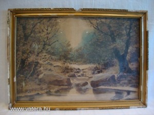 Akvarell tájkép erdei patak , szép darab (meghosszabbítva: 3137921984) - Vatera.hu Kép