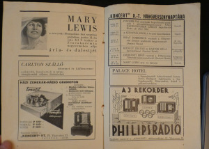 Zenei prospektus  - rádió reklámokkal 1937