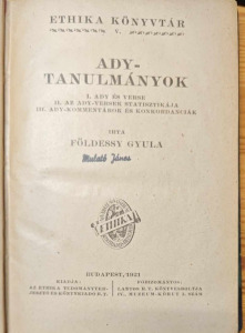 FÖLDESSY GYULA: ADY-TANULMÁNYOK. I-III. 1921. (240209-Y33C)