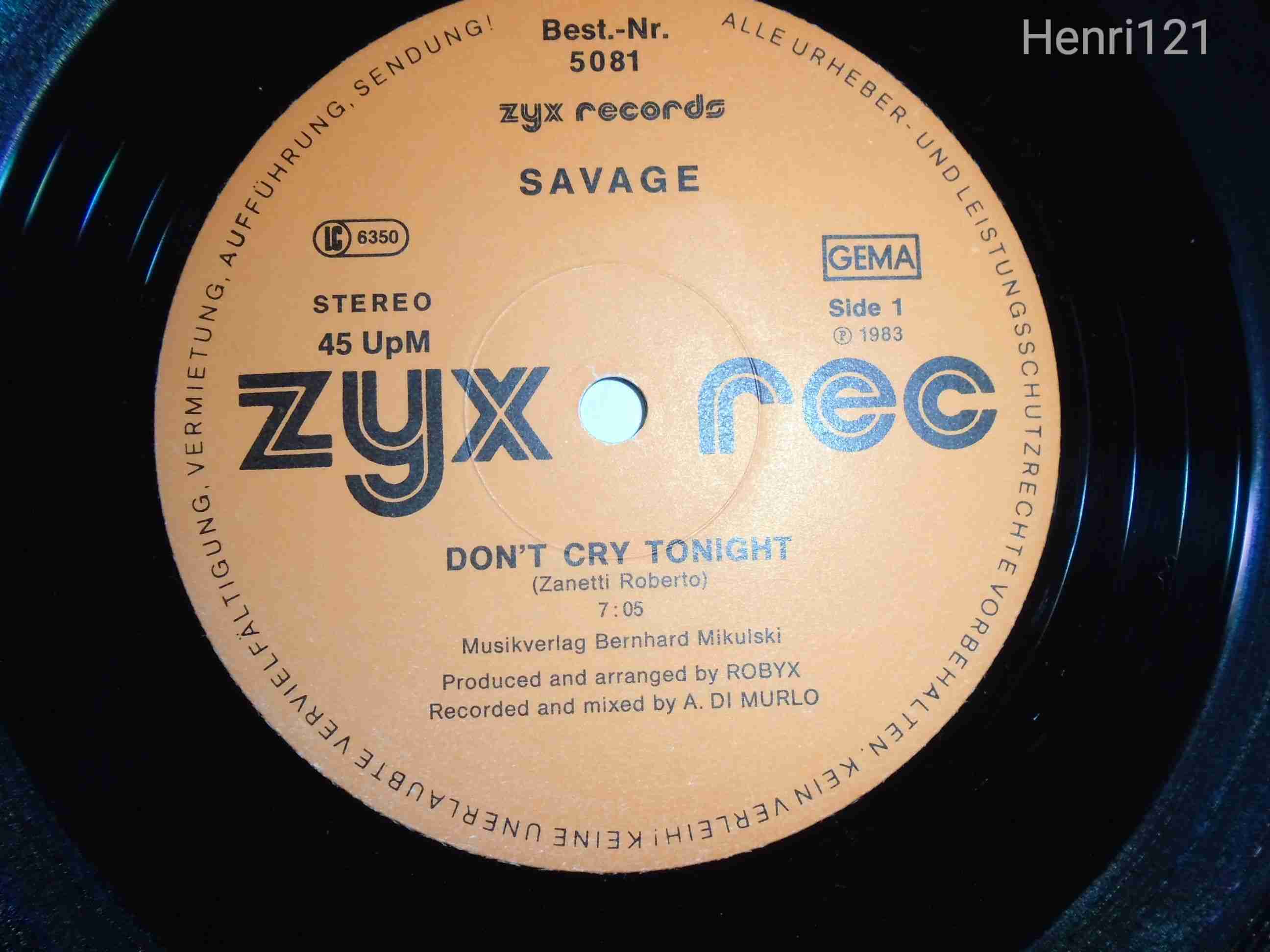 SAVAGE - DON'T CRY TONIGHT   12" MAXI LEMEZ 1983. (ITALO - EURO DISCO)