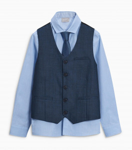 mellény, ing és nyakkendő szett kék 4-5 év (110 cm)