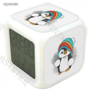 Pingvin színváltós világító óra ébresztő hőmérő 2