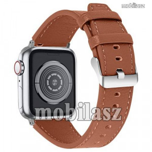 Okosóra szíj - BARNA - valódi bőr, 130mm + 90mm hosszú - Apple Watch Series 1/2/3 38mm / 4/5/6/SE...