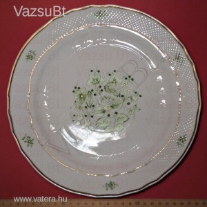 Porcelán lapostányér - kézzel festett - SC zöld 26 cm (Hollóházi Porcelán) - 9.
