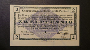 Német hadifogolytábor Groß-Poritsch 2 Pfennig 1916 aUNC  falcos (A1-12)
