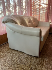 KENZO ágyazható, szivacsos, textilbőr bézs/beige kanapé
