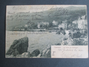 Lovrana (Abbázia), Horvátország, a déli strand villasora, 1905.07.08.