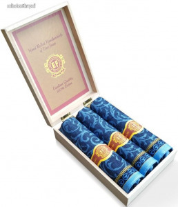 Etex M57-4 férfi textilzsebkendő 3db fadobozban (szivar, jacquard)