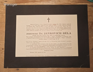 jeszenicei Dr Jankovich Béla vallás/közoktatásügyi miniszter gyászjelentése