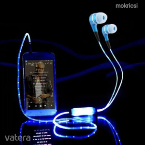 Fülhallgató ledes világítós headset kék