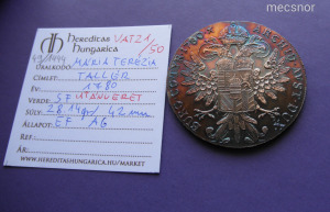 Mária Terézia SF 1780 tallér   VAT 21 / 50