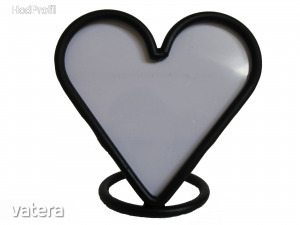 Fényképkeret szív alakú, fém, kovácsoltvas jellegű (090)