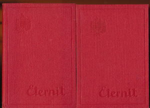 Eternit-Művek. Hatschek Lajos. Bp. V. Berlini tér 5. sz. 2 db. jegyzettömb és naptár, az 1938-39.