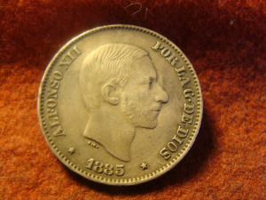 Fülöp-szigetek nagy ezüst 50 centimos 1885  12.9 gramm 0.835  30 mm