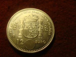 Spanyol nagyméretű ezüst 12 euro 2003 UNC  18 gramm 0.925 33 mm