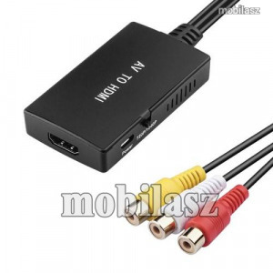 HDMI / RCA AV adapter / PAL / NTSC4 konverter - RCA analóg jelet alakítja át HDMI digitális jelre...