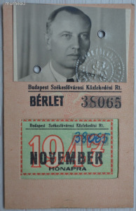 Budapest Székesfővárosi Közlekedési Rt. BSZKRT bérlet 1947