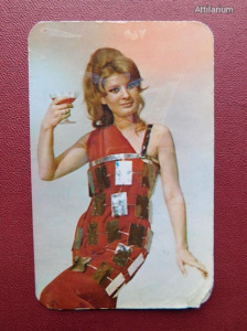 TESCO BUDAPEST – Kártyanaptár, 1970. Szép női modell, retro naptár.