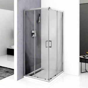 Diplon 90x90 cm szögletes két tolóajtós zuhanykabin, 5 mm edzett szürke üveggel, 190 cm magas
