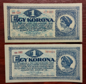 1920 évi egy koronás bankjegyek