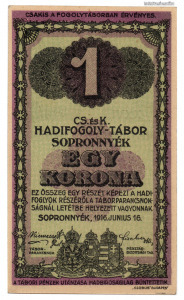 1916 Sopronnyék hadifogolytábor 1 Korona Római sorozat