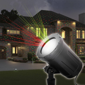 Kültéri LED projektor mozgó piros zöld pont fényeffekt kivetítő IP44 4 féle mód parti fény