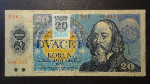 Csehszlovákia 20 Korun 1988 F  Szétváláskori szlovák bélyeggel  (BK455s)
