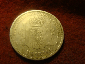 Spanyol hatalmas ezüst 5 peseta 1871   25 gramm 0,900 37 mm