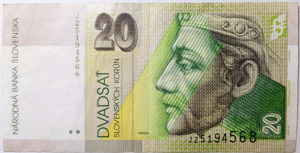 Szlovákia 20 korona 1999 VF