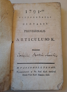 PROVISIONALIS ARTICULUSOK - NEMES ERDÉLY ORSZÁG .... PERFOLYTA LEVELEINEK - 1835 MAROSVÁSÁRHELY
