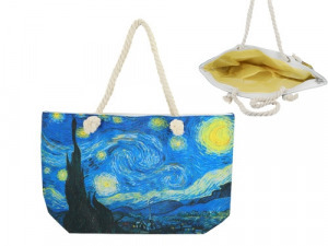 Vászonhatású strandtáska 56x37cm, Van Gogh:Csillagos éj