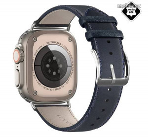 DUX DUCIS okosóra szíj - SÖTÉTKÉK - valódi bőr - Apple Watch Series 1/2/3 42mm / 4/5/6/SE 44mm / ...
