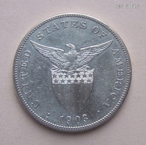 Amerikai Fülöp szigetek 1 Peso 1903 ( S ) / Hatalmas ezüst / Gyarmati / Igen ritka RR!