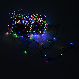 Karácsonyi LED égősor kültérre zöld vezetékkel - multicolor / 500 led, 25 méter (958)