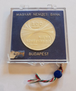 1975 Magyar Tudományos Akadémia MTA ezüst 200 Forint eredeti MNB tokban