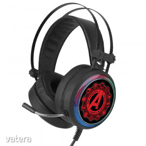 Marvel fejhallgató - Avengers 003 USB-s gamer fejhallgató RGB színes LED világítással, állítható ...