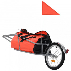 kerékpár-utánfutó narancssárga/fekete táskával