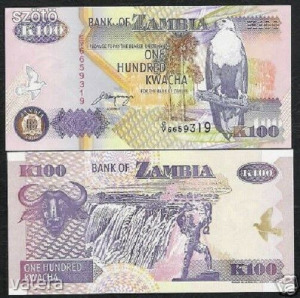 Zambia 100 Kwacha bankjegy (UNC) 1992