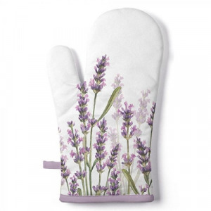 Clayre & Eef Oven Mitt 18x30 cm Purple White Cotton Lavender