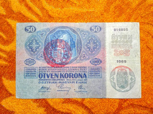 1914 -es 50 Korona vízjeles bankó Magyarország felülbélyegzéssel !!!! (L2764)