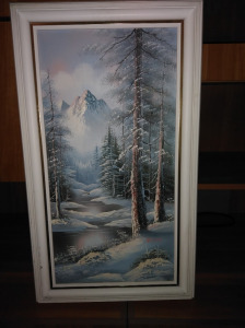 Télen olaj, vászon, 62 x 32 cm, M. Scott